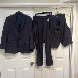 Cosiani 3 Piece Gray Tailored Suit  Double Button Business‎ Formal Tuxedo…
